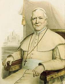 Bienheureux Pie IX, pape de 1846 à 1878. Lithographie anonyme.
